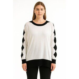 Planet By Lauren G Prima Cotton Diamonds Crewneck Sweater  Women One Size